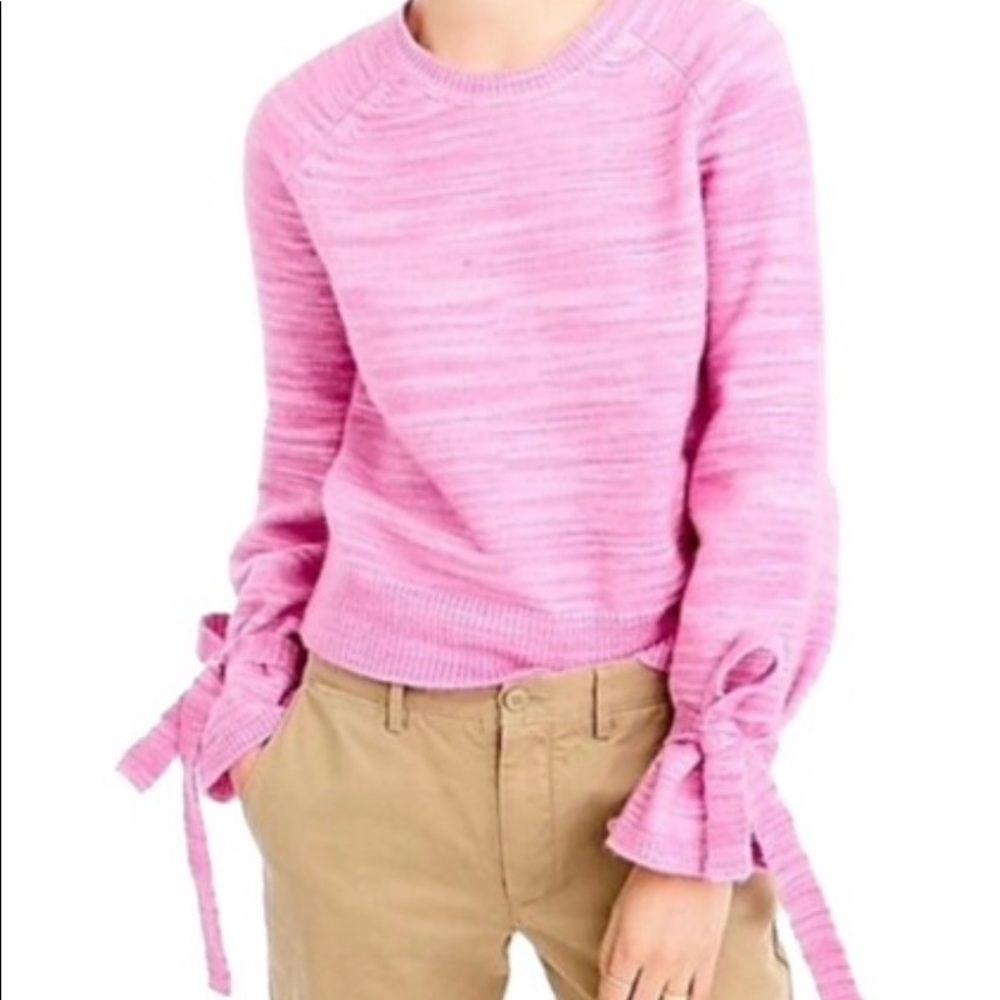 Collection Tie-sleeve Marled Pink Sweater